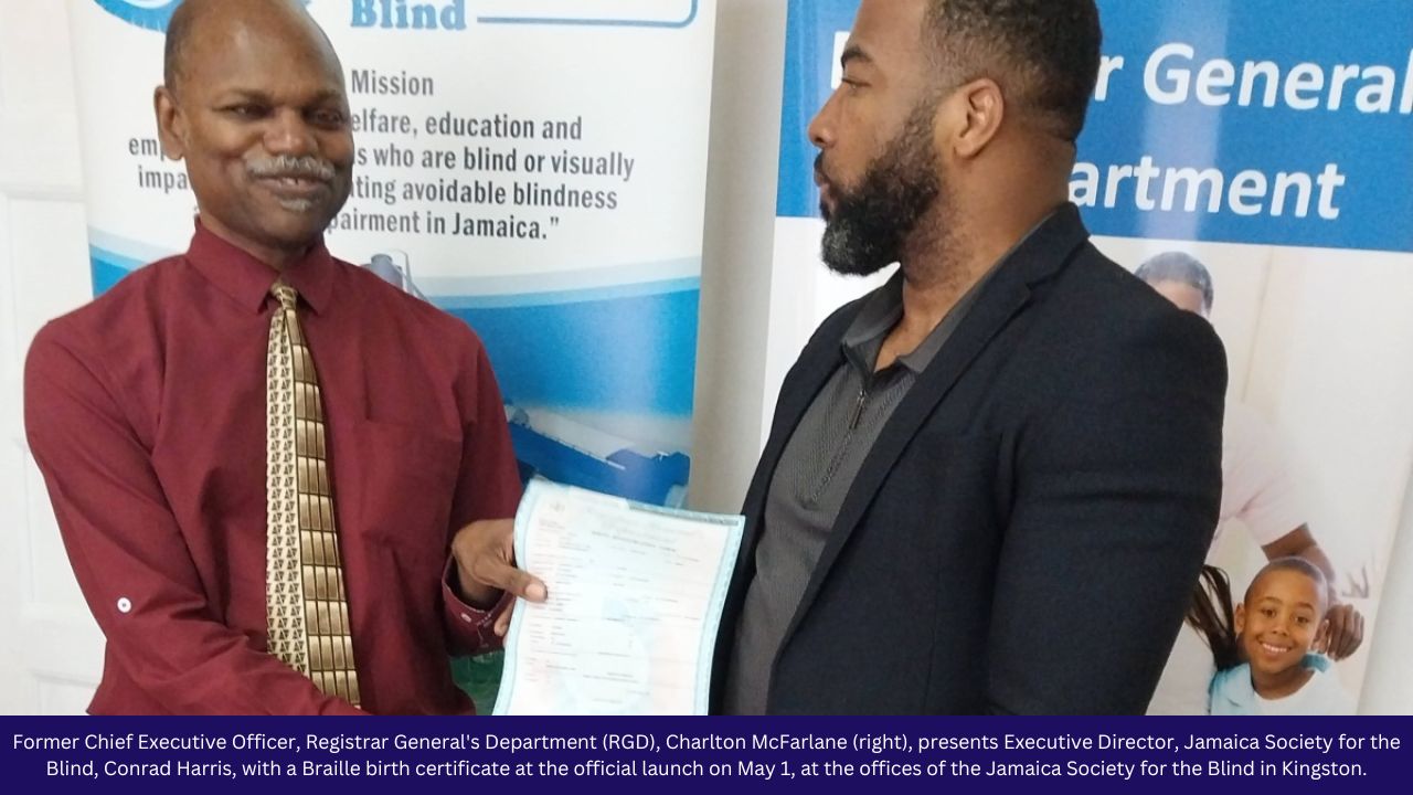 Jamaica Society for the Blind Commends RGD - McKoysNews
