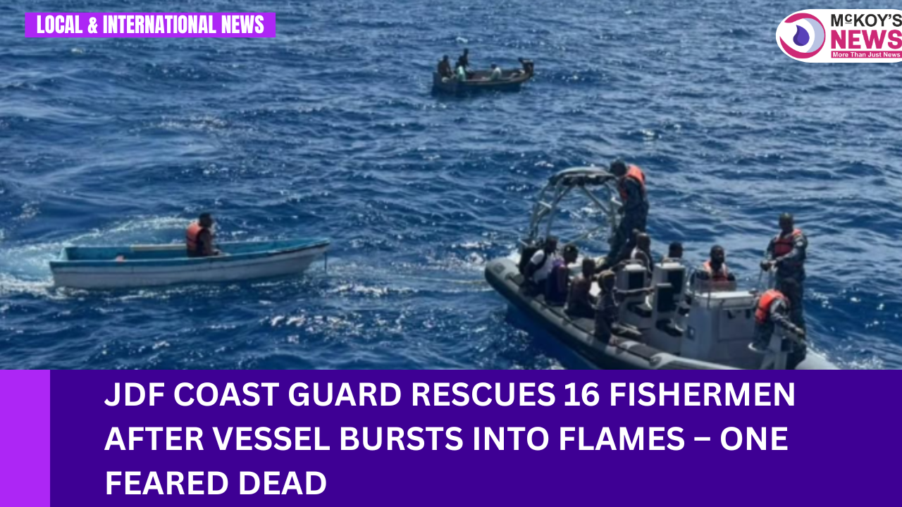 JDF Coast Guard Rescues 16 Fishermen After Vessel Bursts Into Flames(01)
